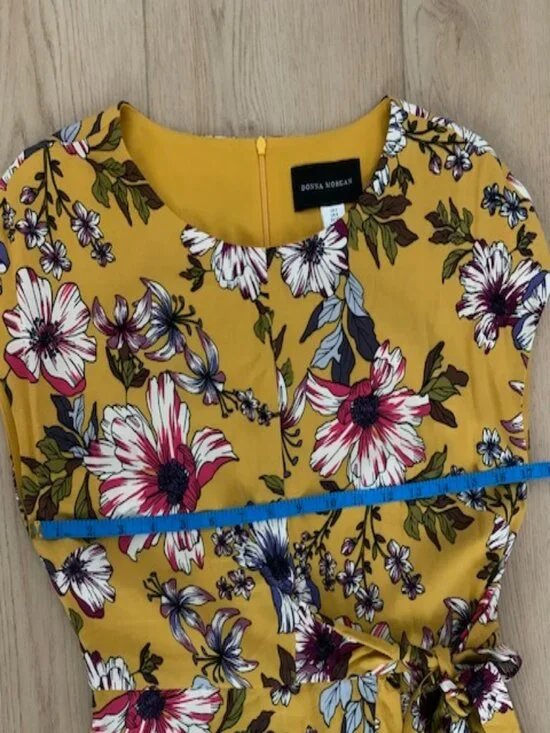 NWT Donna Morgan Yellow Floral Asymmetrical Midi Dress Size 2 - Picture 8 of 13